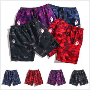 shorts shorts masculinos shorts baús de praia para natação rua hipster hipster letra impressão malha tubarão camufla