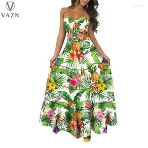 Arbeitskleider Vazn 2024 High Taille High-End Bohemian Chiffon Urlaub trägerloser ärmelloser Ballkleid Maxiröcke Slim Women 2-Piece Set