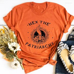 Women's T Shirts Smash The Patriarchy Shirt Feminist Witch Halloween Tops Gothic Activism Witchy Aesthetic Women Clothes 218H