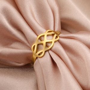 Wedding Rings Skyrim Irish Celtics Knot Ring Women Stainless Steel Gold Color Geometric Finger Rings Vintage Amulet Jewelry Wedding Gift