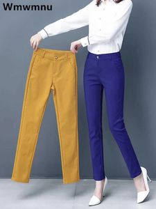 Kvinnors byxor Capris Leisure Cotton Ankle Long Pants for Womens S-4XL Ultra-Thin Underwear Classic Solid Ol Pencil Trousers Office Tight Sports Q2405081