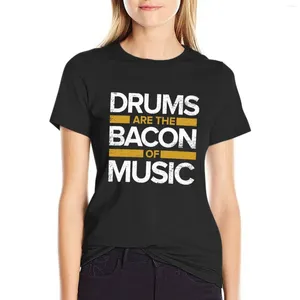 Tambores de polos femininos são a camiseta do bacon da música camisetas coreanas de moda tshirts woman