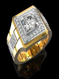 14 K Złoty biały diament pierścionek dla mężczyzn mody bijoux biżuteria femme naturalne kamienie szlachetne Bague Homme 2 karaty diamentowe pierścionki Y1121925171