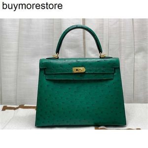 Borsetta per la borsetta fatta per mano sacca per la pelle di struzzo 25 piccolo con chiusura una borsa in pelle versatile versatile verde1ql2