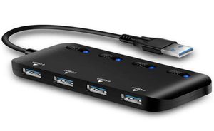 USB 3 0 Hub Splitter Typec 3 0 USB Extender 4 Port USB Ultra Slim Data Hub с индивидуальным переключателем питания и LED32902214512