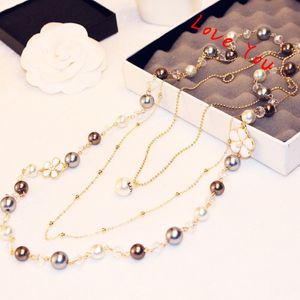 Lyxkoreansk designer Multilayer Necklace Pendant Pearl Chain Halsband för kvinnlig tröja BLOUSE Kostym smycken 236x
