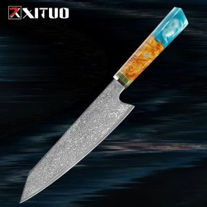 Damascus Steel Chef Newse 8 -дюймовый Kiritsuke Kitchen Knife Pro кованый Gyuto.