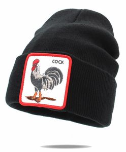 Nya modemän beanie djur vargbroderi vinter hattar stickade mössor för män streetwear hip hop skallies bonnet8309789