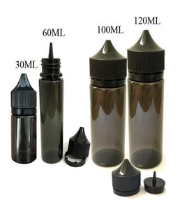 安価な30ml 50ml 60ml 100ml 120mlペットゴリラブラックボトルプラスチックドロッパー空のボトルe cig蒸気装置P1211459用チャイルドプルーフキャップ付き