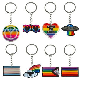 Anéis -chave Rainbow 24 Keychain Bolsa Bolsa Charms para Women Car Bag Keyring Chain Accessories Mackpack and Gift Dia dos namorados adequado OTCO9