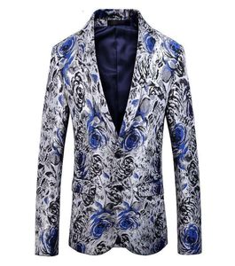 Blazers Men039s Suits Spring and autumn flower suit style printed slim single breasted Blazer youth coat2745366