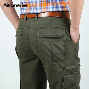 Men's Pants Military Cargo Designer Trousers Solid Straight Multi-pockets Pantalon Homme No Belt