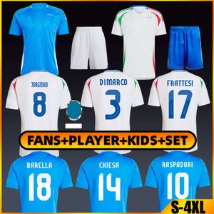 2024 Italys Soccer Jerseys Maglie Euro Cup 24 25 Italia Chiesa Dimarco Frattesi Immobile Raspadori Jorginho Barella Bastoni Verratti Футбольная рубашка Kid Kit Uniform