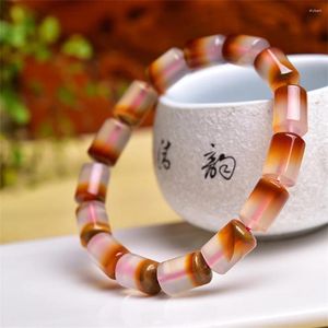 Länk armband naturligt godis agat hink armband kvinnor trendiga reiki helande elastisk yoga energi armband smycken gåva 1 st 8x12mm