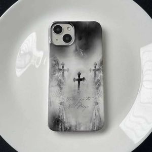 Casos de telefone celular Moda Cool Dream Cross Phone Case para iPhone 15 14 13 Pro Max 11 12 Mini XR XS 7 8 Plus Retro Caso de choque fofo FUNA J240509