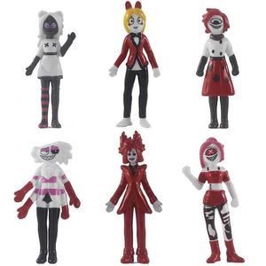 Action Toy Figures 6pcs/Set Hazbin Hotel Alastor Action Figure Toys Anime Cartoon Pvc Model Bolls for Fan Children Gift T240506