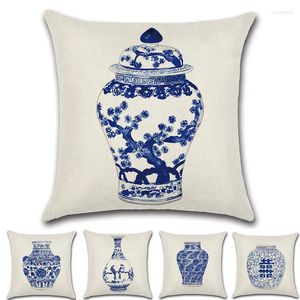 Travesseiro de decoração chinesa estilo azul e branco Porcelana China Padrão Caso Sofá Cadeira de Cadeira de Cadeira Decorativa Tampa 45x45