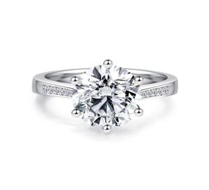 Ringos de cluster Lesf Luxury 4 CT Solitaire Noivado Round Cut 6 Prong Sona Diamond 925 Sterling Silver Wedding Ring For Women7696476