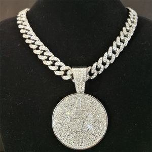 Pendant Necklaces Hip Hop Crystal Lucky Number 7 Pendant With Big Miami Cuban Chain Choker Necklace For Men Women Iced Out Coin Jewelry 286s