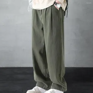 Męskie spodnie Solidny kolor szerokokadłubowy retro praca oddychająca wszechstronne spodnie do swobodnej lub formalnej noszenia High Street