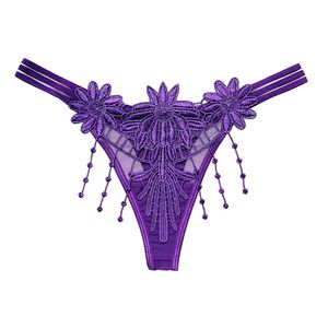 Low waist design panties transparent floral design comfortable butterfly knot women G-string triangle short pants lady underwear Thong Panties Sexy panties