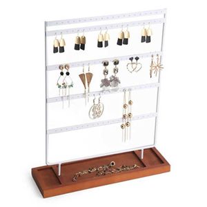 Smyckesfack Metallörhänge förvaringshållare halsband ringar armband smycken förvaringshylla arrangör hyllor rack trä basbricka