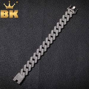 The Bling King 20mm Miami Prong Cuban Link Bracelet 3 fila Iced completo Rhinestones 7 polegadas 8 polegadas Mens Hiphop Jóias 210609 244L