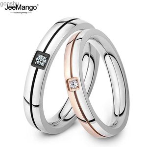 Parringar Jeemango New Cubic Zirconia Ring rostfritt stål Shining Crystal Par Ring Romantic Wedding Ring JR19102 WX