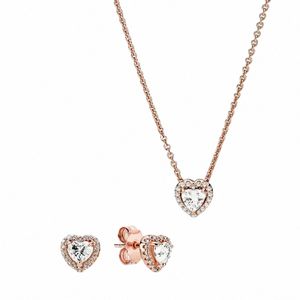 designer Jewelry 925 Sier Necklace heart Pendant fit Pandora Happily Ever After Earrings and Jewelry Sets love Necklaces European Style Charms Bead j1yg#