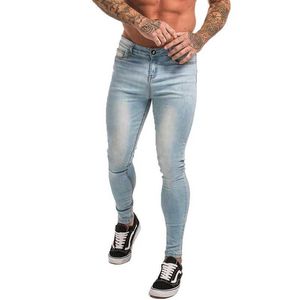 Herren Jeans Gingto Herren Skinny Jeans Slim Fit Ripped Jeans große und große Stretchblaue Jeans für Männer Distelte elastische Taille Herren Jeans Zm32 T240508