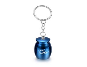 16x25mm Cremation Urn Keychain for Ashes PetHuman Engraved With Birds Aluminum Alloy Memorial Urns Keepsake2895117