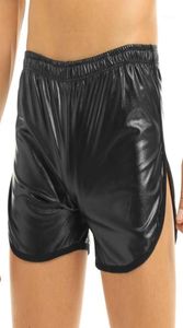 Erkek iç çamaşırı ıslak görünüm sahte deri spor boksör şortu bir arka cep ile egzotik pantolon