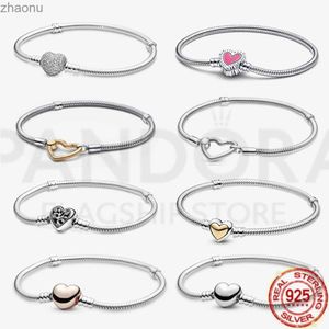 Kedja 925 Sterling Silver Heart Bead Love Snake Chain som används för original DIY Charm Gold Female Jewelry Making Gift 2024 XW