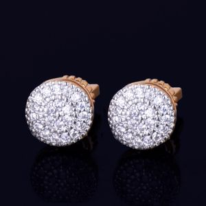 New 8mm Round Stud Earring for Men Women's Charm Ice Out CZ Stone Rock Street Three Colors 214N