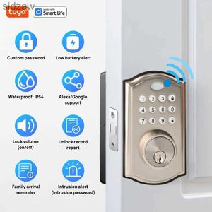 Smart Lock Tuya Smart Door Lock 5-in-1 Keyless Entry Door Lock WiFi Deadbolt No Bridging krävs lätt att installera fjärrapplikationskontroll WX