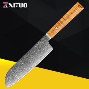 Faca Santoku, Kitchen do Damasco Japonesa Profissional Chefs Santoku Chefs, alça Ergonomic Goldtone, facas super nítidas