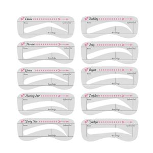 10PcsSet Eyebrow Stamp Stencil Kit Eyebrow Stencils Eyebrow Template Eyebrow Shaper Kit Makeup Tool for Women 240509