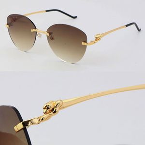 Nuovo Luxury Butterfly Lens Leopard Series in metallo Occhiali da sole senza bordo Designer Driving Glasshi unisex Man Woman 18K Gold 001 Silver Large R 3070