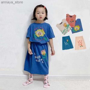 Kleidungsstücke Mädchen Kleidung Set Kinder kurzärmeliges T-Shirt+Ski 2pcs Set Baby Kleidung Kinderkleidung 2023 Sommer Kleidung 2405L24045