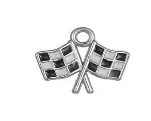 JF118 New Arrival Zinc Alloy Enamelled Black and White Flag Charms Pendant For DIY Making Jewelry68970476664037