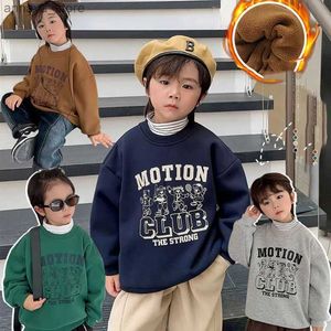 Pullover Winter Boys Sportowa koszula z aksamitnym topem odpowiednią do dzieci długie rękawy ciepłe dzieciaki sportowe 2405