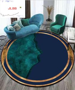 Teppiche Teppich für Wohnzimmer dunkelblaues grünes Mosaikmuster rund Teppich Schlafzimmer Weihnachten Polyester8792618