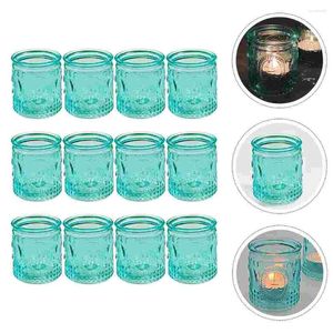 Titulares de vela 12pcs Glass Candlestick Adornment Cup Party Supplies