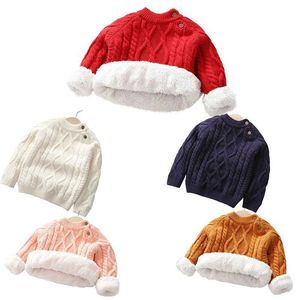 Set per bambini e ragazze maglione per bambini in lana addensata inverno inverno cerniera rotonda a maniche lunghe Girl lacrima Q240508