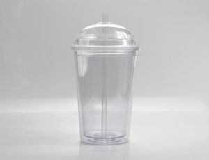 20oz plast plus lock kupol med med halm akrylvägg klara tumlar tumlar isolerade rese halskoppar återanvändbar tumbler doubl3378354