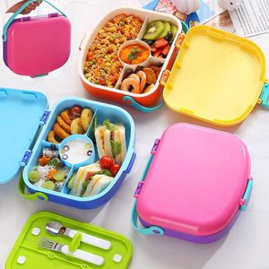 Borse per il pranzo borse per bambini Bento portatile con forchetta e cucchiaio da pranzo a perdita di cibo per alimenti in plastica per alimenti per alimenti esterni da campeggio per bambini