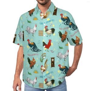 Camisas casuais masculinas Camisa de frango de desenho animado Férias de férias de férias de verão de estilo de luta curta de rua de verão de verão de grandes dimensões