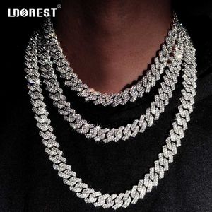 Chains Hip Hop 14MM Prong Cuban Link Chain Necklace Bracelet Iced Out Bling Cuban Chain Rhinestone Chains For Men Punk Rapper Jewelry d240509