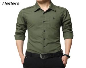 TFETTERS MEN039S CLAMADA EPAULETTE Moda de manga completa Camisa Epaulet Style