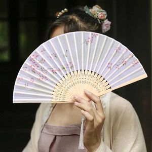 Produtos de estilo chinês Vintage Fan Chinese Fan Dobring Festa de casamento Festas de casamento de bambu estampado fã fã Girl Women Dance Tassel Tassel Fan Photo Props Decor